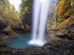 Waterfall mountain list in autumn-colored surroundings