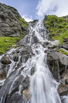 Waterfall on a mountainside, long exposure