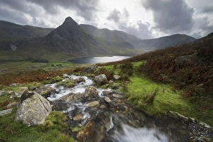 Category Mountain Landscapes Prints: Waterfall, River Afon Lloer, Lake Llyn Ogwen