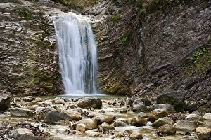 Category Mountain Landscapes Prints: Waterfall in the Schleifmuehlenklamm gorge