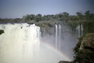 Waterfalls of Iguazu on the Iguazu River on the border between Brazil and Argentina, South America, 1962