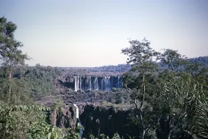 Waterfalls of Iguazu on the Iguazu River on the border between Brazil and Argentina, South America, 1962