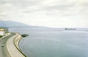 Waterfront promenade in Ponta Delgada, Sao Miguel Island, Azores, Portugal, April 1964, Europe