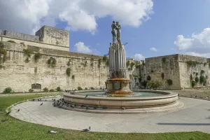 Waterspout fountain at the Convent of Saint Francis of Paola in Lecce