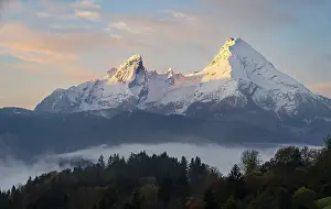 Watzmann massif with snow at sunrise