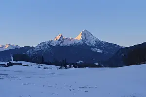 Watzmann massif at sunrise in winter