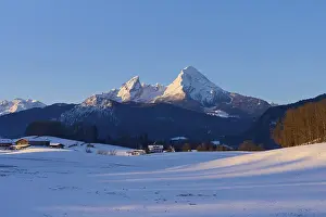 Watzmann massif at sunrise in winter