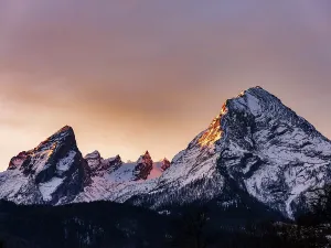 Category Mountain Landscapes Prints: Watzmann with snow at dawn, Berchtesgaden Alps