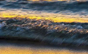 Wave, surf, at sunset, Weststrand
