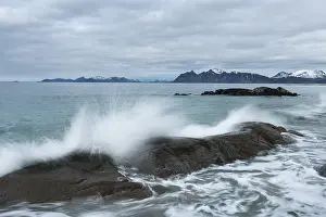 Category Scandinavia Prints: Waves breaking on rocks, Vagan