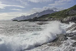 Waves breaking on the rocky coast