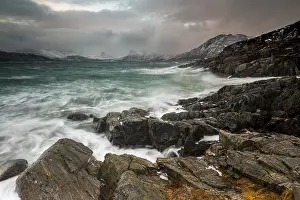 Waves, stormy sea in winter, Hillsoya