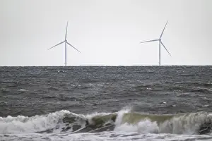 Waves, surf, big wind turbines
