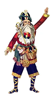 Waving Santa Claus, historical illustration