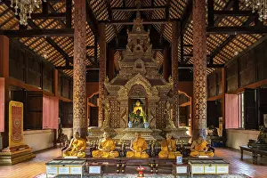Wax figures of deceased monks in the Buddhist temple complex Wat Phra Singh