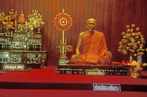 Wax monk at Wat Chalong monastery