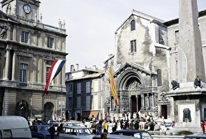 A wedding in the church of Saint Trophime, Place de la Republique, Arles, France 1972