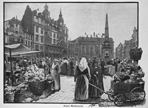 Weekly market in Bonn, Germany, c