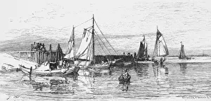 Weser barges in the harbour, Lower Saxony