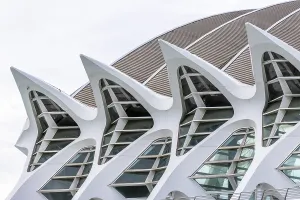 Detail white building of modern architecture science museum Prinz Philip (Museu de les Ciencies)