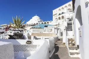 White buildings, orthodox cathedral at the back