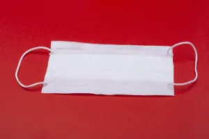 White color medical mask on red color