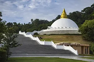 The White Dom Chedi at Wat Si Supharam in Chalong on Phuket isalnd in Thailand
