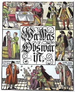 Who knows if it is true, Satirical woodcut by an anonymous Augsburg master on the love oaths of men