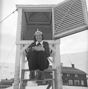 She who tracks the mountain weather. It is the weather observer Anna-Lisa Wikdahl in Riksgraensen in northern Sweden that six times a day is out doing her measurements and reading the instruments