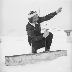 She who tracks the mountain weather. It is the weather observer Anna-Lisa Wikdahl in Riksgraensen in northern Sweden that six times a day is out doing her measurements and reading the instruments
