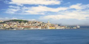 Wide panoramic shot of Lisbon, its beautiful city center