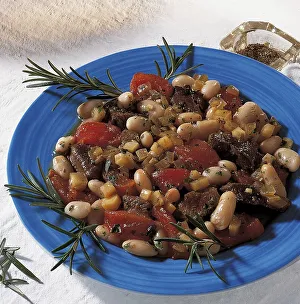 Wild boar casserole or stew with white beans