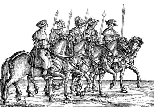 Wild boar hunters, group of Maximilian I on the hunt