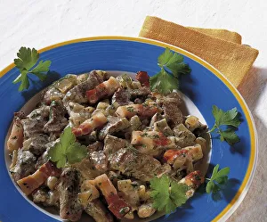Wild boar Tokany with bacon and sour cream
