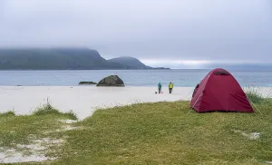Wild camping at Hauklandstranda