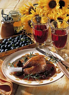 Wild duck from New England with blueberries