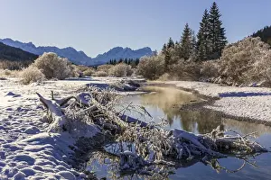 Category Mountain Landscapes Prints: Wild river, riverbed, winter, snow