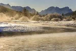 Wild river, riverbed, winter, snow