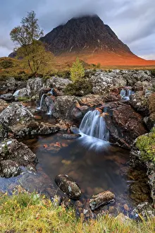 Wild river, waterfall, autumn colours