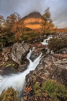 Wild river, waterfall, autumn colours