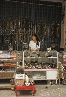 Wildlife products for sale, skins of Common and Clouded Leopard
