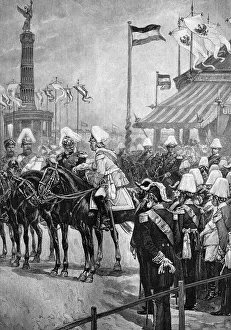 William I, the German Emperor welcoming Bismarck at the unveiling of the Victory Column in Berlin