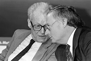 Willy Brandt and Oskar Lafontaine at the unification convention of the SPD of the GDR with the West German SPD