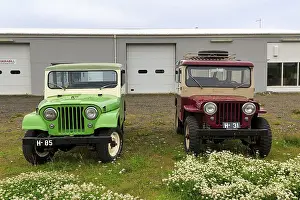 Two Willys Overland Jeeps parked next to each other