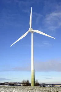 Wind power plant with cloudy skies