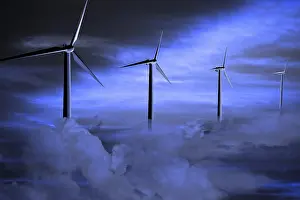 Framed Print : Wind turbines among clouds Framed Print : Wind turbines among clouds