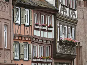Window, half-timbered house, old town