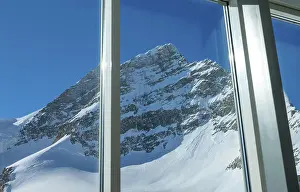 Framed Print : Window View over Beautiful Mountain Peak Jungfrau 4158 Meters High