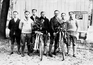The two winners of a bike race, ca