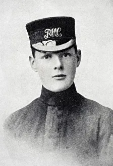 Winston S. Churchill 1874 to 1965 as gentleman cadet from A Roving Commission by Winston S